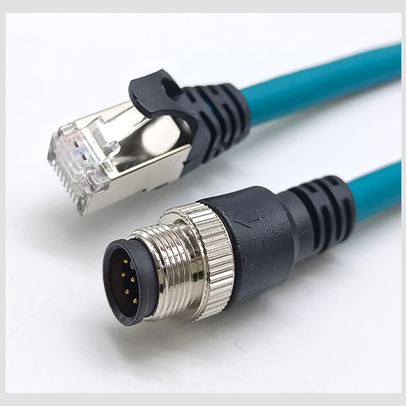 Camera X Encoded High Flex Gigabit Drag Chain Cable M12 8-core to RJ45 Crystal Head for Customization