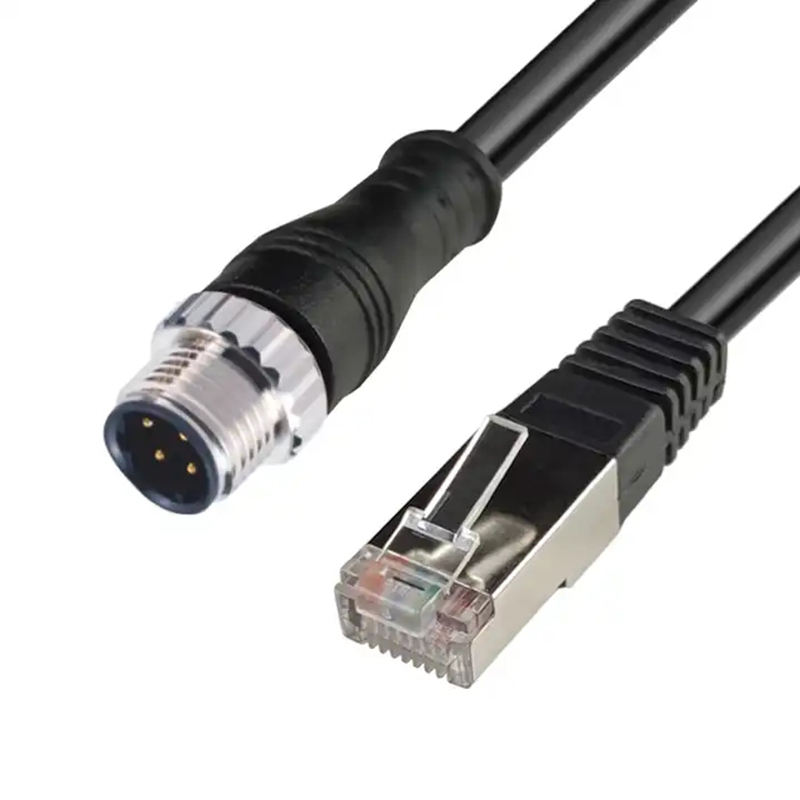 M12 ethernet cable lan network d code 4pin m12 d-code to rj45 connector