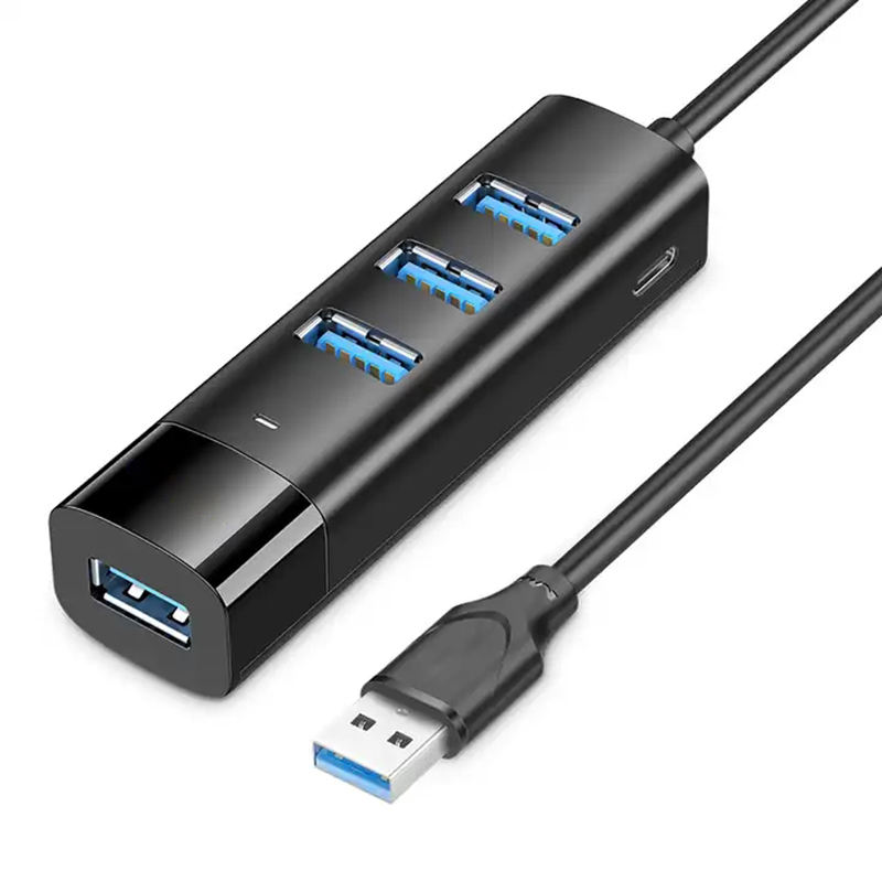 High Speed 4-in-1 5Gbps 5V/2A 4 Ports USB3.0 Hub Adapter with Type-C Power Supply